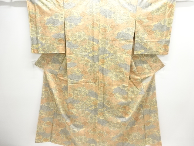 JAPANESE KIMONO / FLORAL PATTERN JODAI TSUMUGI KIMONO / FLOWER PATTERN
